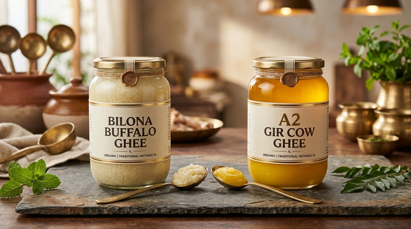 Pure Bilona Buffalo Ghee vs A2 Gir Cow Ghee comparison