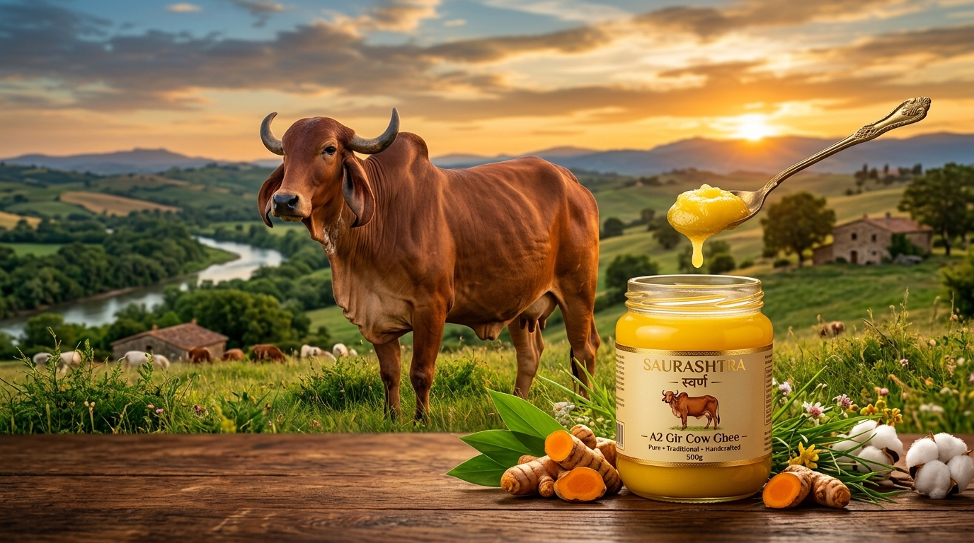 Pure A2 Gir Cow Ghee in Saurashtra Gujarat pastures