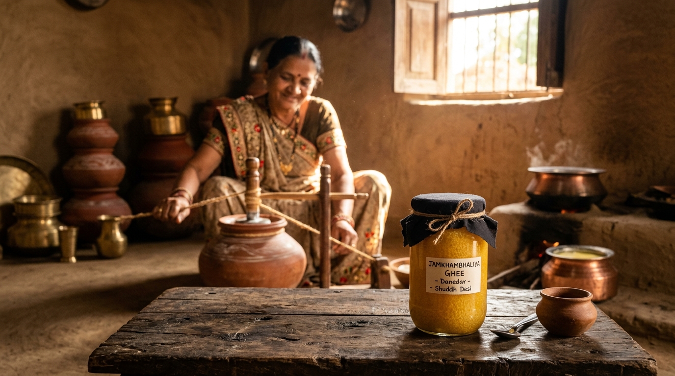 Traditional Jamkhambhaliya Bilona Ghee making in Gujarat